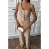 Tek Omuz Büstiyer Plazzo Pantolon Viscon Takım 10159