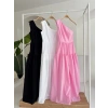 Tek Omuzlu Pile Detay Maxi Elbise 2895