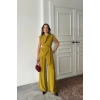 TENCEL ODAL KOLSUZ BLUZ KAPALI CEP DETAYLI DÖKÜLÜ  PANTOLON TAKI  Yağ Yeşili