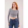 Ters Dikişli Basic Antrasit Body Bluz