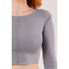 Ters Dikişli Basic Antrasit Body Bluz