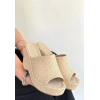 Tlay Bej Hasır Dokumalı Dolgu Topuk Terlik