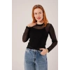 Transparan iyah Tül Basic Bluz