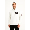 Üç İplik Kapüşonlu Ön Ve Arka Baskılı weathirt Hoodie  Beyaz