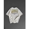 Unisex Baskılı Oversize Thirt  Beyaz