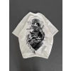 Unisex Baskılı Oversize Thirt  Beyaz