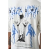 Unisex Baskılı Oversize Thirt  Beyaz