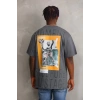 Unisex Baskılı Oversize Thirt  Füme