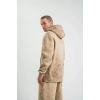 Unisex Double Oversize Kapşonlu Yıkamalı weathirt  Bej