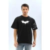 Unisex Ön Ve Kol Baskılı Oversize Tshirt  iyah