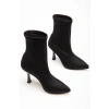 VRT-023 Siyah Dalgıç Yüksek İnce Topuklu Streç Kadın Bot