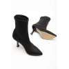 VRT-023 Siyah Dalgıç Yüksek İnce Topuklu Streç Kadın Bot