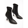 VRT-023 Siyah Yüksek İnce Topuklu Streç Kadın Bot