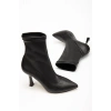 VRT-023 Siyah Yüksek İnce Topuklu Streç Kadın Bot