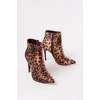 VRT-4802 Leopar Yüksek İnce Topuklu Fermuarlı Kadın Bot