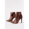 VRT-4802 Leopar Yüksek İnce Topuklu Fermuarlı Kadın Bot