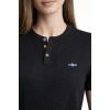 Waffle Dokulu ikralı Henley Yaka Düğmeli Regular Kısa Kollu Thirt  iyah