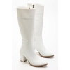 YSN-4422 Beyaz Cilt Topuklu Kadın Çizme