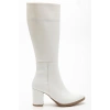 YSN-4422 Beyaz Cilt Topuklu Kadın Çizme