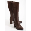 YSN-4422 Kahve Topuklu Kadın Çizme