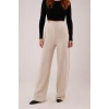 Yüksek Bel Bol Paça Krep Krem Pantolon