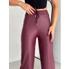 Yüksek Bel Geniş Paça Içi şardonlu Deri Pantolon.