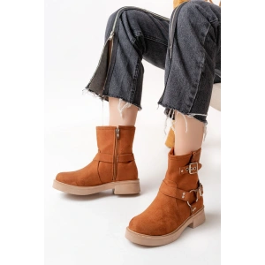 02-2013 Taba Süet Toka Aksesuarlı Fermuarlı Günlük Kadın Bot