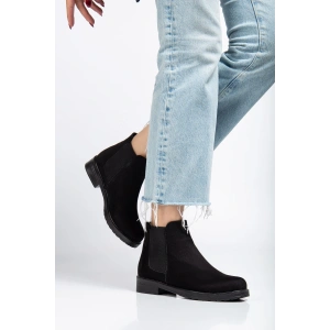 165-230 Siyah Süet Lastikli Günlük Kadın Bot