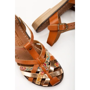 205-02 Taba Garni Ortopedik Hakiki Deri Kadın Sandalet