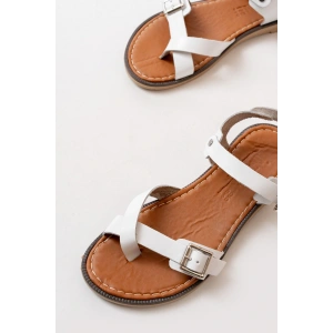 205-091 Beyaz Ortopedik Hakiki Deri Kadın Sandalet