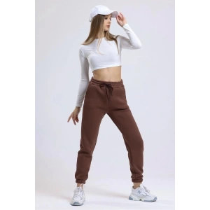 3 iplik şardonlu paça lastikli eşofman kahve is001