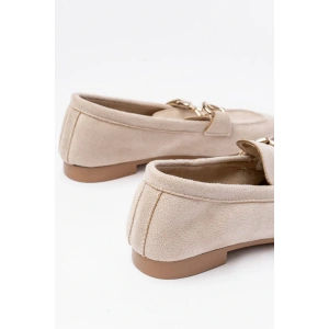 303 Bej Süet Toka Aksesuarlı Günlük Kadın Babet