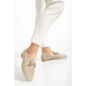 401 Bej Süet Delikli Günlük Kadın Babet