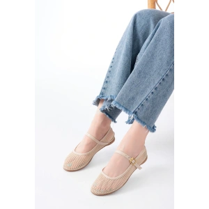 6325 Bej Fileli Baret Toka Detaylı Günlük Kadın Babet