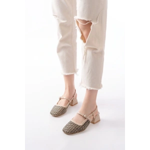 720 Bej Desenli Arkası Açık Günlük Kadın Sandalet