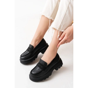 746-759 Siyah Günlük Yüksek Tabanlı Loafer Ayakkabı