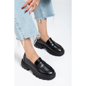 746-759 Siyah Yanki Yüksek Tabanlı Loafer Ayakkabı