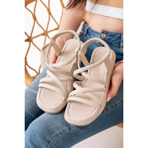 841-841 Bej Lastikli Kadın Günlük Sandalet