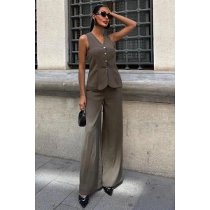 Arkası Bağcıklı Yelek Plazza Pantolon Modal Takım 1020208