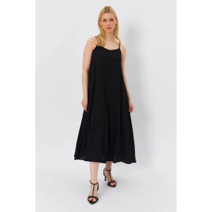 Askılı Uzun Çan Elbise  iyah