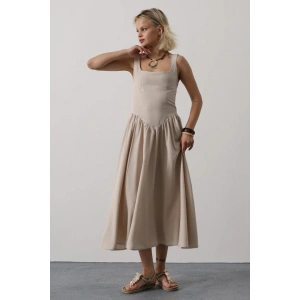 Askılı Uzun Elbise  Taş