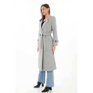 Astarlı Balık Sırtı Kaşmir Kaşe Kaban  Gri