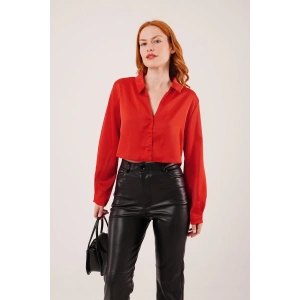 aten Crop odel Kırmızı Gömlek