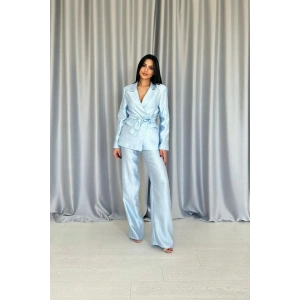 avi Beli Kuşaklı Ceket Ve Pantolon Parlak Takım