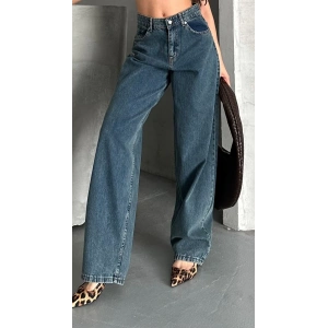 Baggy kar yıkama yeşil tint jeans pantolon d2007