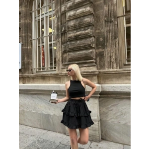 BEL LATİKLİ KAT FIRFIR DETAYLI KIA ETEK  iyah