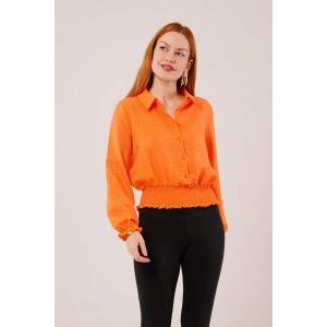 Bel Ve Bilek Lastikli Turuncu Bluz