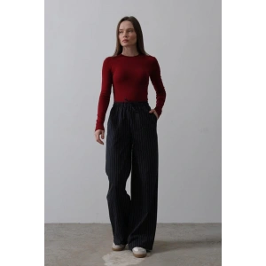 Beli Lastikli Bol Paça Pantolon  LacivertBeyaz