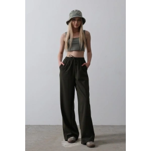 Beli astikli Bol Paça Pantolon  Haki