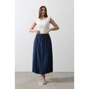 Beli Bağlamalı Balon Etek  İndigo